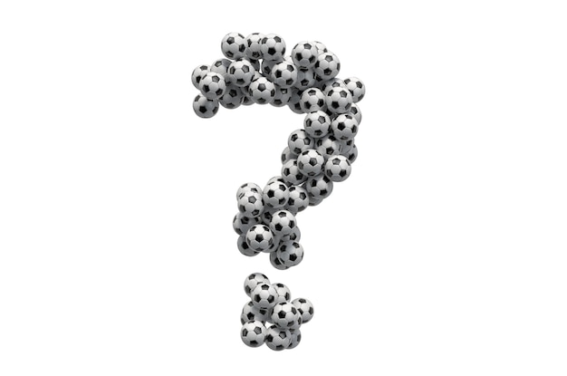 Question mark from soccer balls 3D rendering