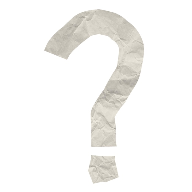 Question mark png element white crumpled paper sticker on transparent background