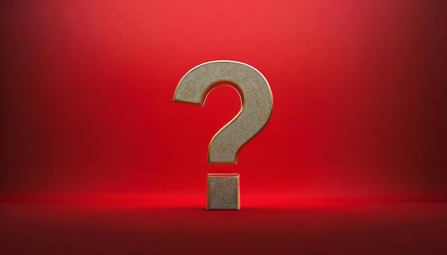 Question mark on red background 3D rendering FAQ and QA Problem solution