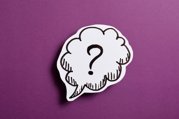 Question mark speech bubble of business concept on purple background