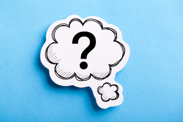question mark speech bubble isolated on blue