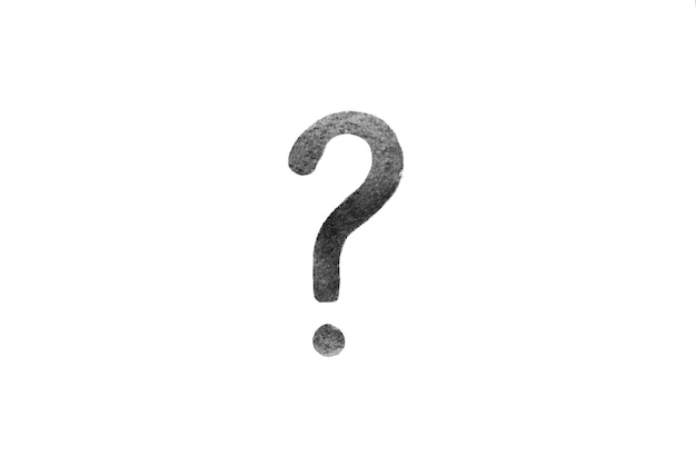 Question mark with black paint on white background