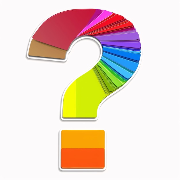 Photo question mark with lgbt colours on a plain background