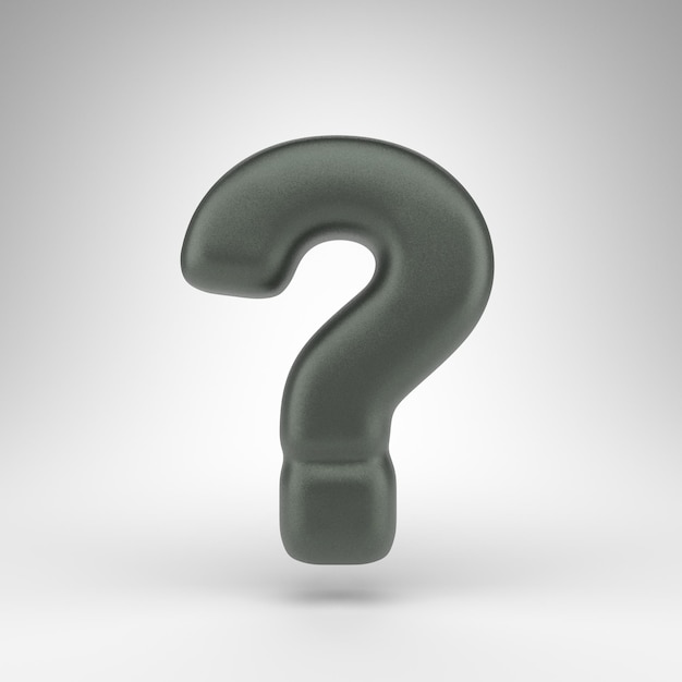 Question symbol on white background. Anodized green 3D rendered sign with matte texture.