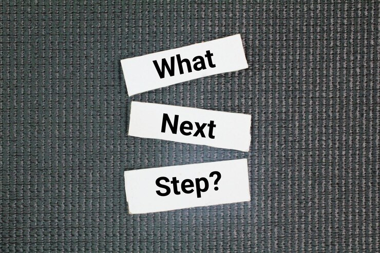 Photo question word what next step a common phrase used to inquire about the following action or stage in