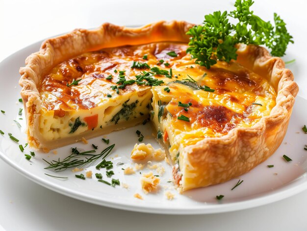 Photo quiche lorraine on white plate