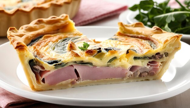 Quiche met paddenstoel en ham met filo gebak