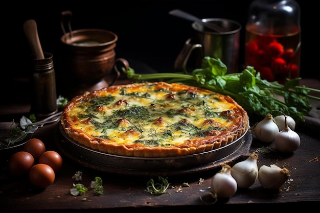 Quiche van zeevruchten met spinazie