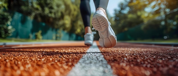 Photo quick stride embracing an energetic life on the track concept running techniques speed training nutrition tips motivational stories injury prevention