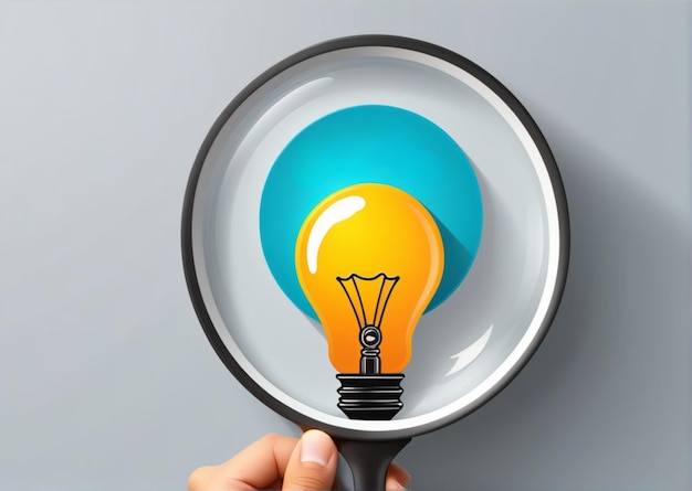 Быстрые советы для умного творческого значка лампочки и значка проверки идей внутри лупы