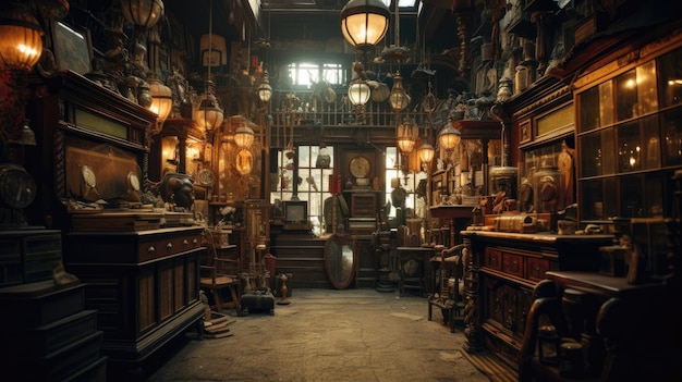 A quiet antique shop filled with curiosities and forgotten treasures Generative AI