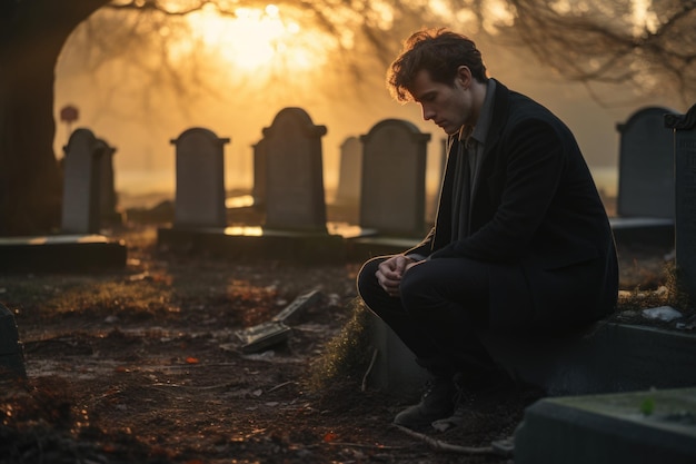 A quiet farewell a tender moment of the last meeting at the funeral enveloped in silence and deep emotions of the departed