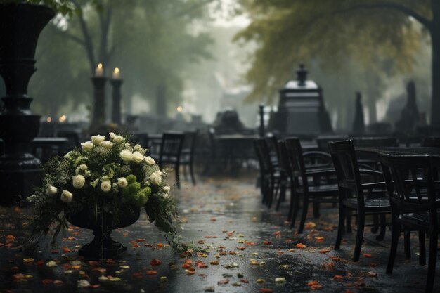 Foto un addio tranquillo un momento tenero dell'ultimo incontro al funerale avvolto nel silenzio e nelle profonde emozioni del defunto