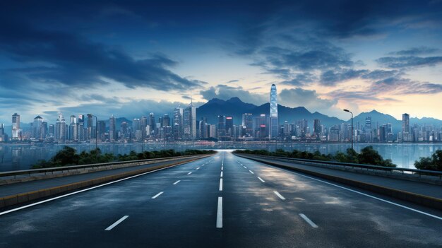 quiet streets and beautiful city at sunset