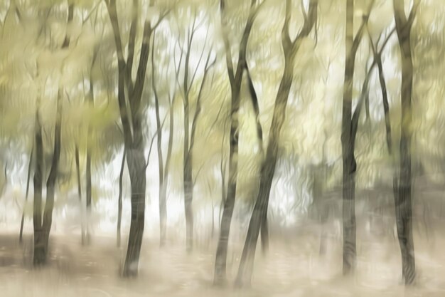 Quiet swaying trees in a secluded forest their branches gently rustling in the breeze