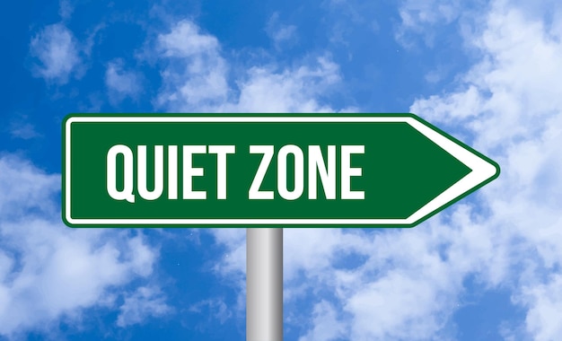 Quiet zone road sign on blue sky background