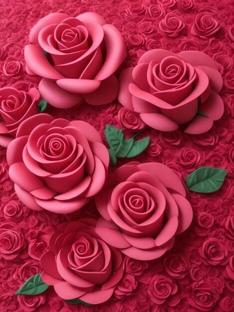 A quilled 3d image of red and pink roses