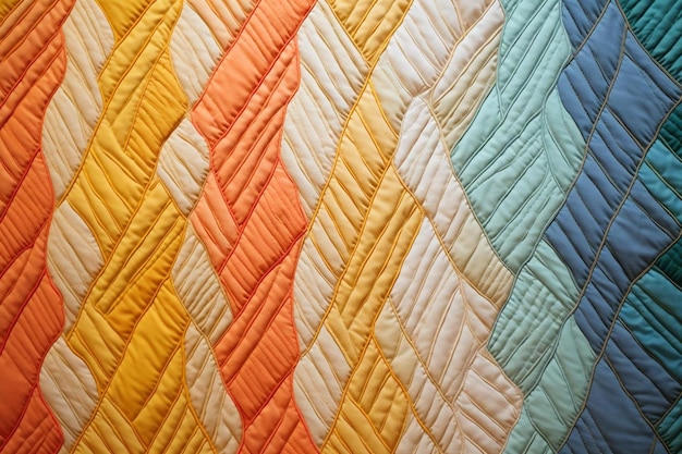A quilt that is yellow, orange, and white