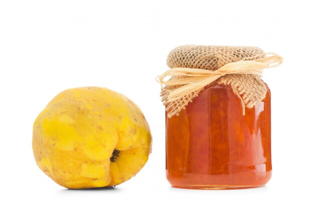 Quince apple on white background