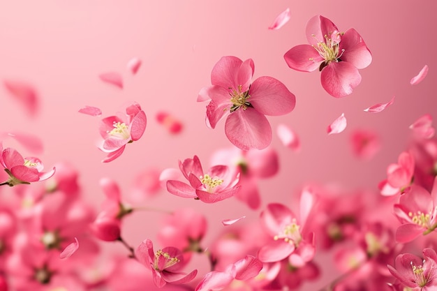 Quince Blossom Beautiful Pink Flowers in Zero Gravity