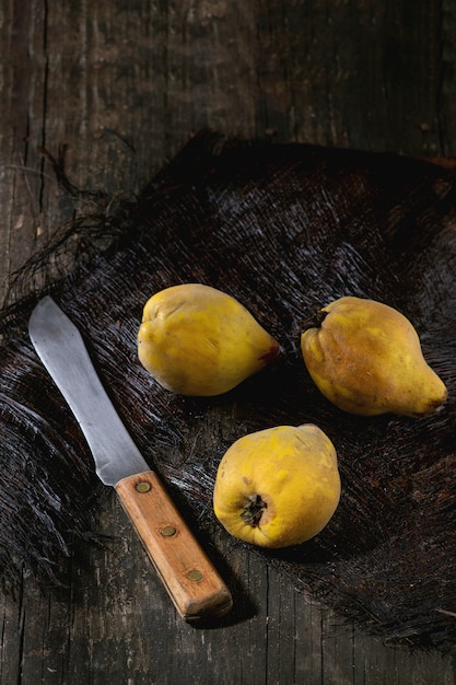 Quinces over wood