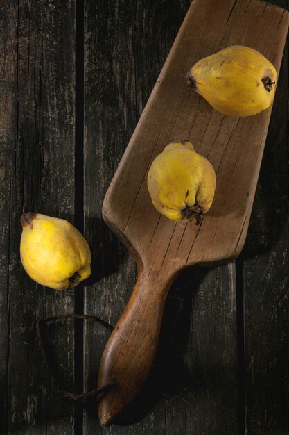 Quinces over wood