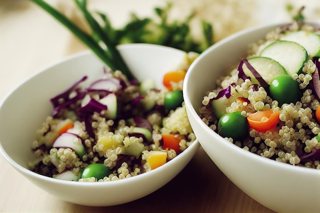 Foto quinoa groene erwtensalade voor een voedzame lunch