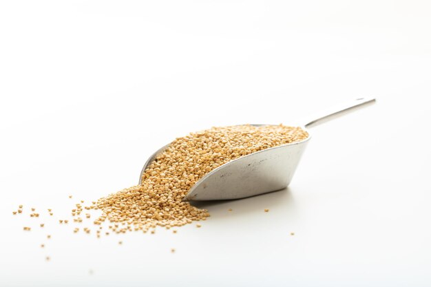 Quinoa in een metalen schep