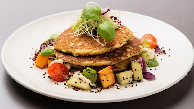 Quinoa pancakes with potatoes and vegetables