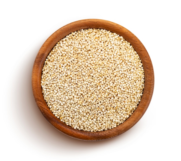 Quinoa seeds isolated on white background, top view