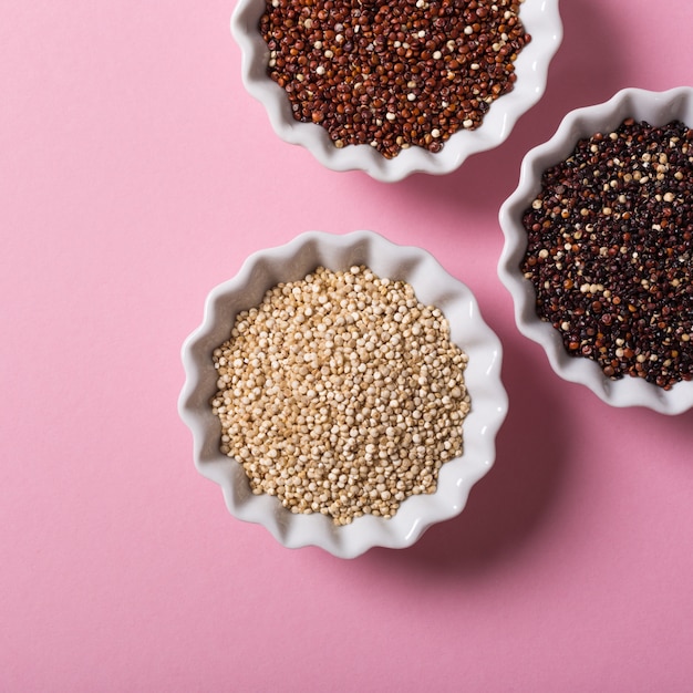 Quinoa in white bowls