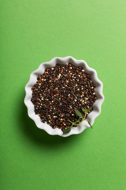 Quinoa in white bowls