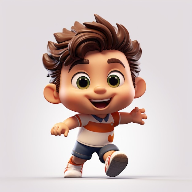 Quirky Cartoon Boy Running Away Zbrush Style Illustration