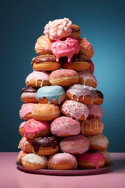 quirky composition of assorted donuts