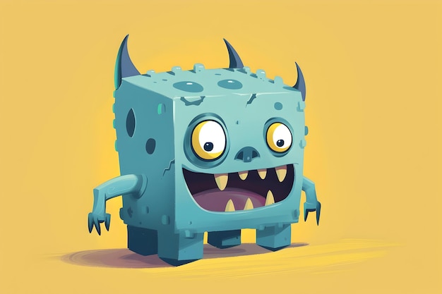 Quirky Cube Monster Creature geïllustreerd voor geanimeerde mascotte of