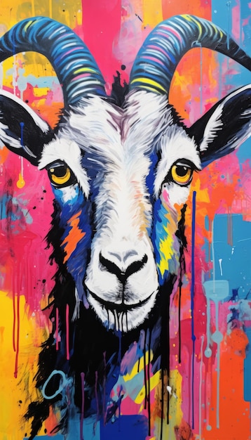 Quirky goat in pop art style Beautiful illustration picture Generative AI