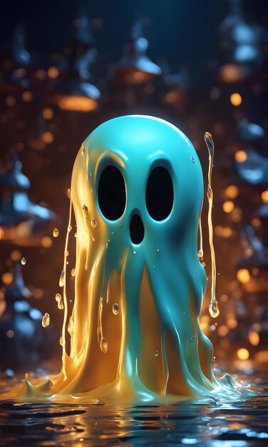 a quirky liquid portrait of a ghost splash style of paint