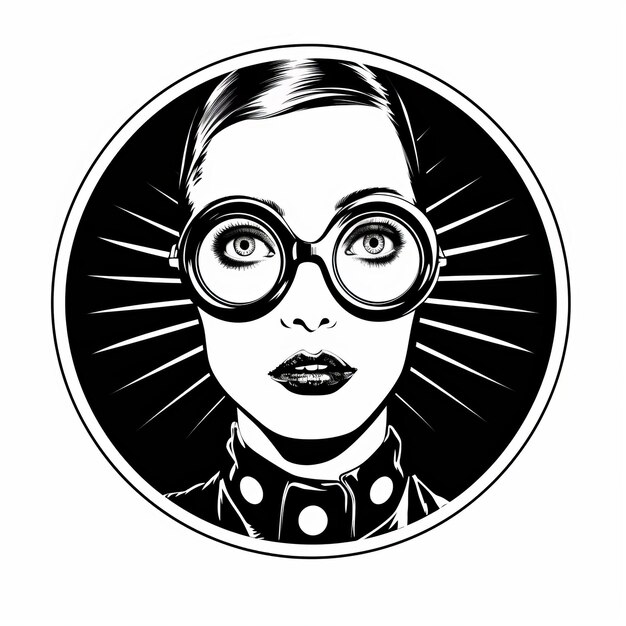 Photo quirky pop art illustration of woman39s eyes with glasses