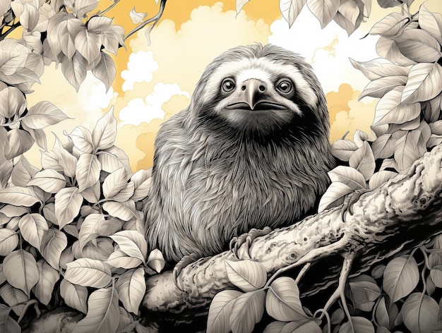 quirky sloth illustrations HD 8K wallpaper Stock Photographic