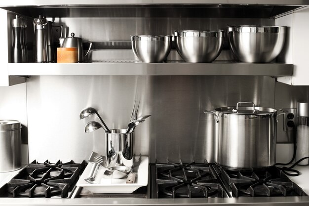 Quite new kitchen stuff in silver black colors