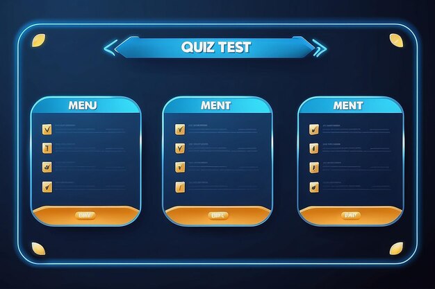 Foto quiz menu sjabloon tv-show spel vragen en antwoorden test vector platte lay-out