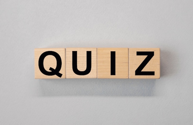 Quiz of quizzwoord, inscriptie, leuk spel met vragen.