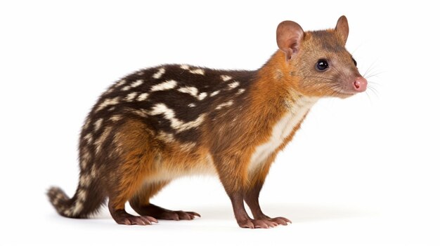 Photo quoll looking up isolated on white