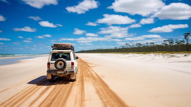 quotAdventure Across Sandy Terrain with a White 4WDquot