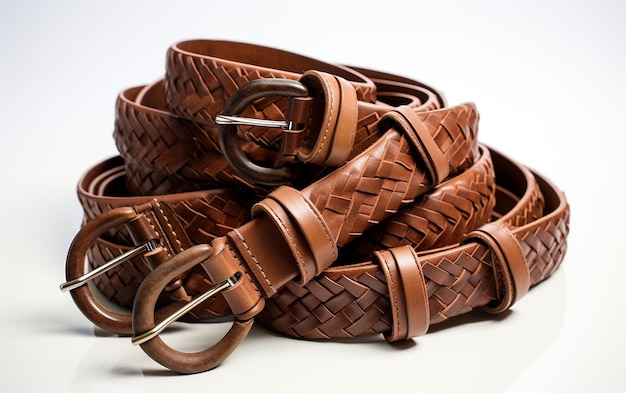 quotBrown Belts Against a White Backgroundquot