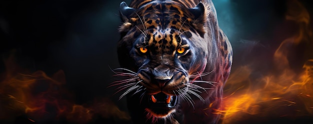 quotCaptivating digital artwork featuring a sleek and powerful panther against a dark backgroundquot Concept Digital Art Panther Dark Background Sleek Design Powerful Presence