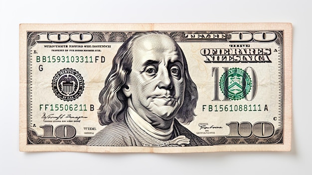Крупный снимок портрета Бенджамина Франклина на стодолларовой купюре