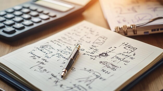 quotcloseup of students notebook filled with complex notesquot