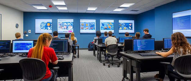 quotcoding challenge arena with large screens and collaborative spacequot