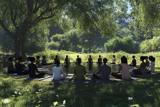 quotdiverse group in meditation circle black and white themequot